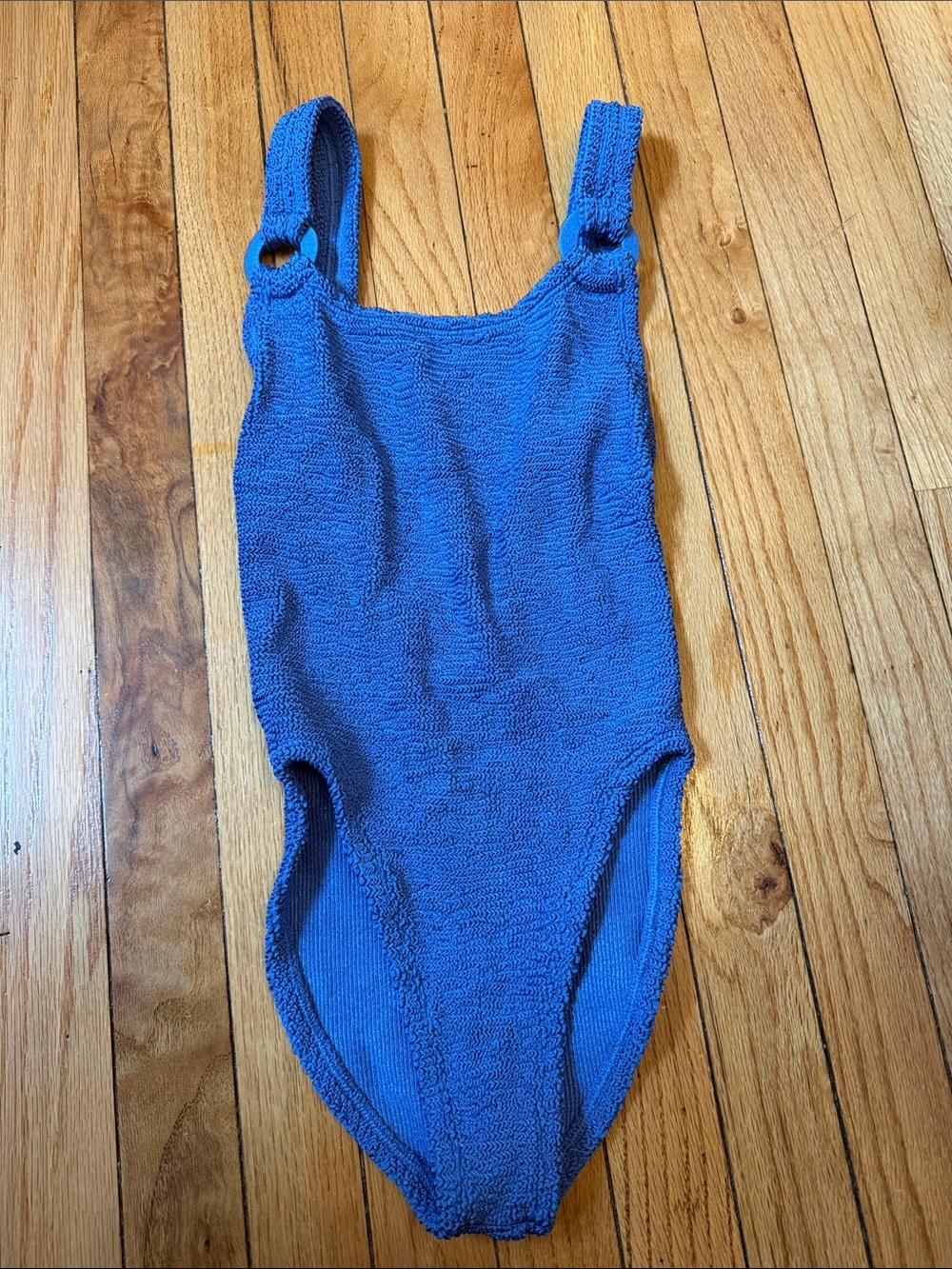 Hunza G Blue Textured One-Piece Swimsuit